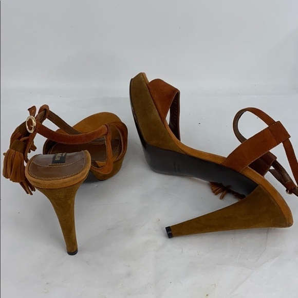 Sergio Rossi Sz 39.5 Suede Brown/Rust High Heels - Picture 5 of 14